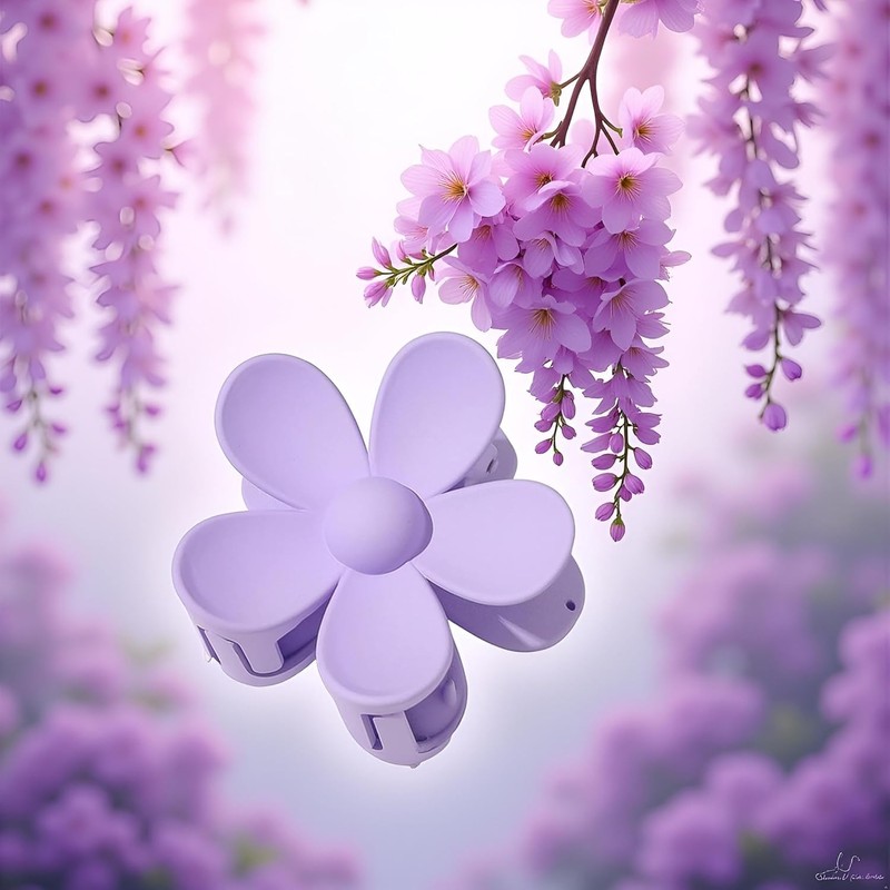 1 Purple Hair Claw - Flower Shaped Plastic Jaw -