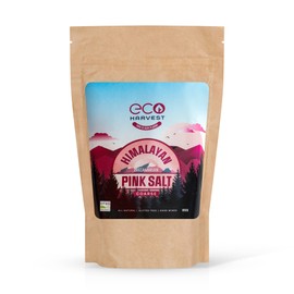 Premium Pink Himalayan Salt (Coarse) 950gms. Pure UNREFINED, 100% Natural Pink crystal rock in a Biodegradable and Compostable Kraft pouch. Wellness salt by Eco Harvest®