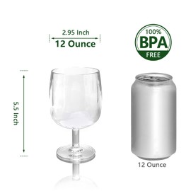 Yanglonghui 12 Ounce Plastic Wine Glasses Set Of 6,Unbreakable Acrylic Wine Glasses,Reusable Colored Plastic Goblets Stackable,Dishwasher Safe Bpa Free Ideal For Parties (Clear Color, 12 Ounce)