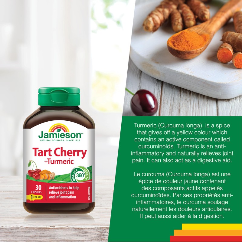 Jamieson Tart Cherry & Turmeric, 30 Capsules