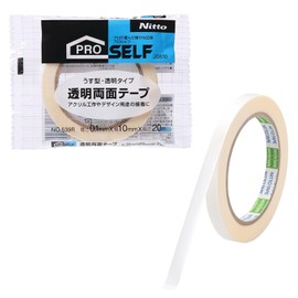 Nitoms PROSELF Clear Double Sided Tape No.539R, 0.39 inches (10 mm) Width x 20 m Length x 0.004 inches (0.1 mm) Thickness, for Crafting, Modeling, Bonding, Discreet, J0810