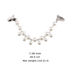 COLORFUL BLING Pearl Crystal Sparkling Teardrop Chain Dresses Shawl Clip Retro Sweater Collar Clips Retro Cardigan Clip Shawl Clips Glove Clips Clasp Dress Shirt Brooch Clip for Men and Women, Metal