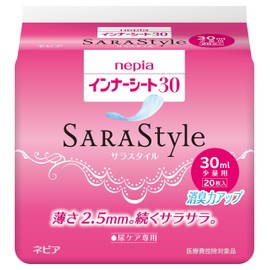 Nepia SARAStyle Inner Sheets 30 (Sarah Style) 1.0 fl oz (30 ml), For Small Amounts, 20 Sheets (For those with Light Urine Moles)