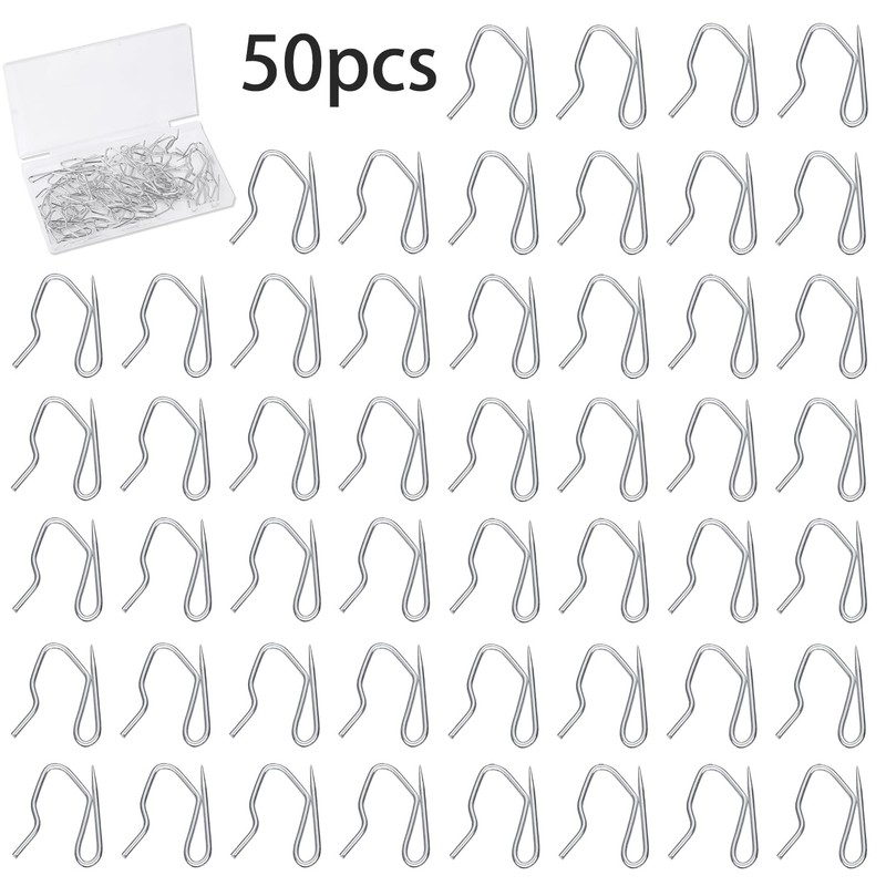 Heavy Duty Zinc Metal Drapery Pin Hooks (50 Pack) for