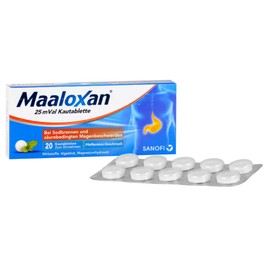 Maaloxan 25 mVal for heartburn, chewable tablets, peppermint flavor, 20 tablets