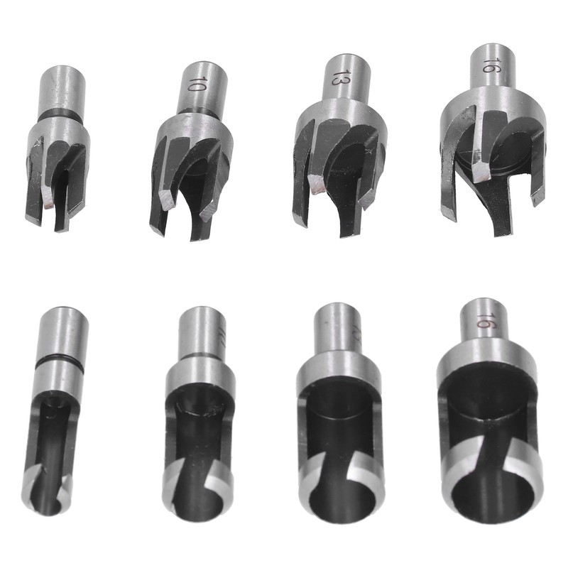 8Pcs Wood Plug Drill Bit Cutter Carbon Steel Industrial Barrel