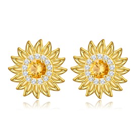 Flower Stud Earrings for Women S925 Sterling Silver Floral Earrings Studs Jewelry Birthday Gift, Sterling Silver, Cubic Zirconia