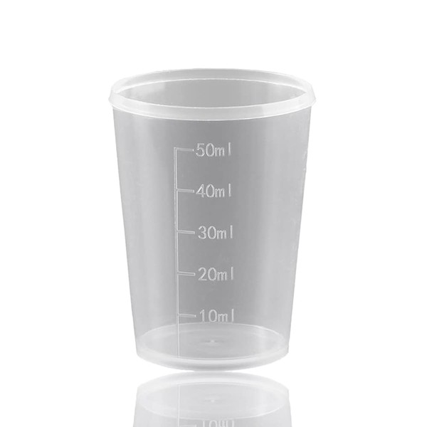 100 Pieces Scientific Cup Set, 50ml Measuring Cylinder Lab Plastic
