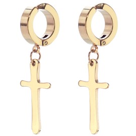 SCIOLTO Fake Earrings, Non-Hole Earrings, Ear Cuff, Cross Design, 2 Pieces for Both Ears, No Piercing, No Piercing Required, Men's and Women's, Cross, Silver Stainless Steel