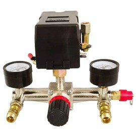  Air Compressor Pressure Switch Pressure with Valve Control Regulators Gauge 90-120PSI Horizontal Switch (Yellow Bottom)