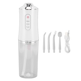 Tooth Flosser Electric Eliminate Oral Odor Waterproof Water Flosser Cordless Portable Oral Irrigator with 4 Nozzles White