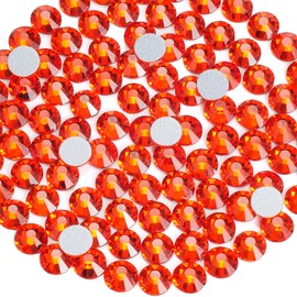 PLMHU 1440pcs Flat Back Rhinestones Glitter Round Crystal Gems Glass Rhinestones for Crafts Nail Art Clothes Shoes DIY Decorations, Orange, SS10, 2.7-2.9mm