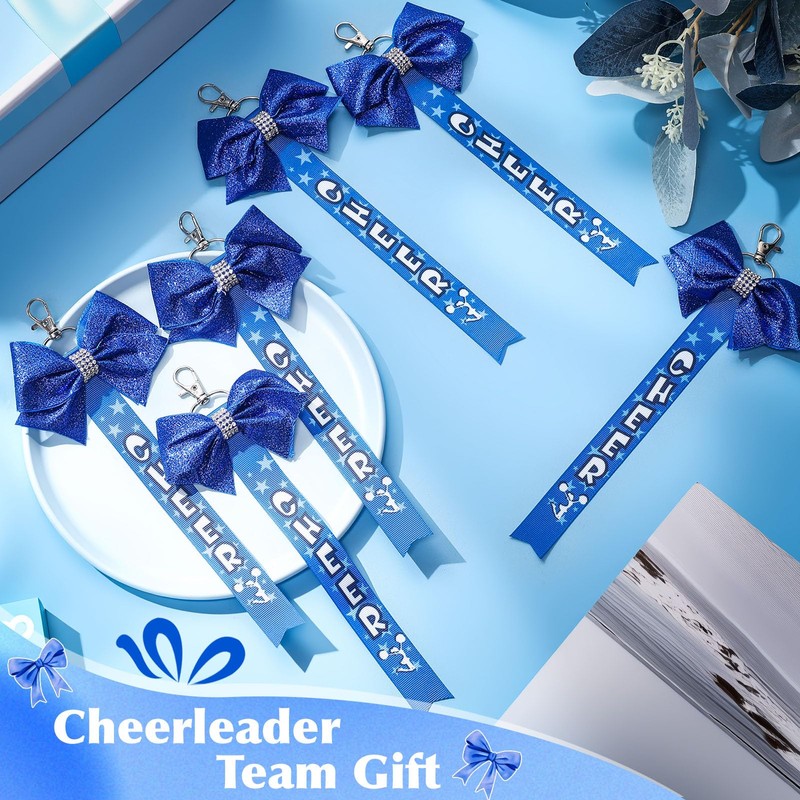 Aurelema 18 Pcs Cheer Ribbon Pin Me Glitter Cheerleader Bow