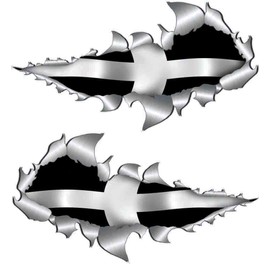 Large Size Cornish Flag Metal Rip Open Sticker