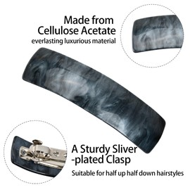 Duronge Set of 6 Hair Clips Automatic Large Classic Hair Clips French Vintage Hair Accessories for Fine and Medium Thick Hair (Amber)