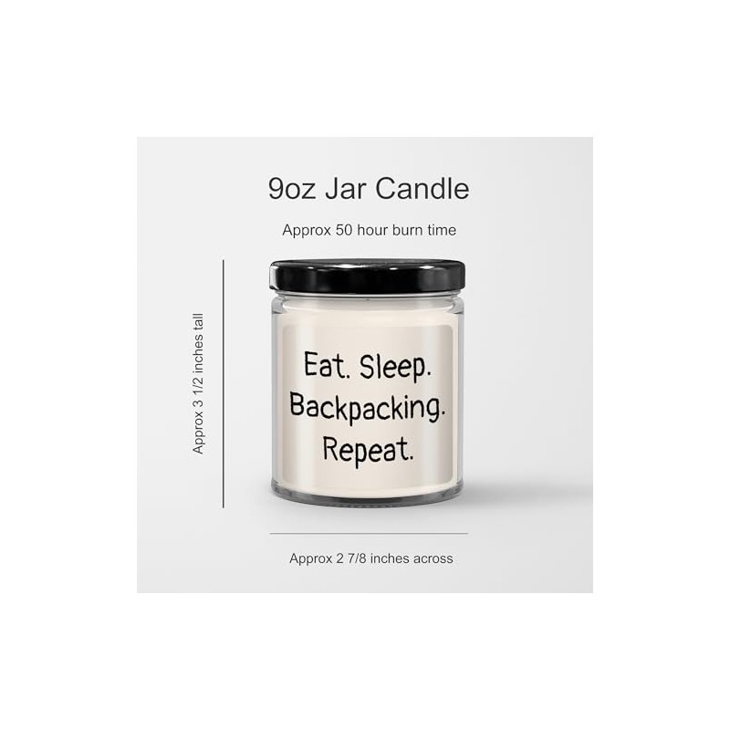Backpacking Vanilla Soy Candle Gift for Men Friends Family, Eat