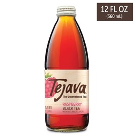 Tejava Raspberry Black Iced Tea, 4 Pack, 12oz Glass Bottles, Unsweetened, Non-GMO, Kosher, No Sugar or Sweeteners, No calories, No Preservatives, Brewed in Small Batches