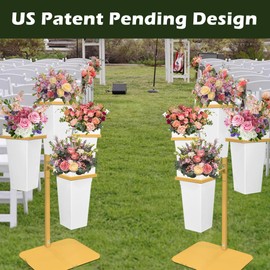 PROLEE Flower Display Stand with Buckets, Flower Pot Stand, Flower Stand Metal, Florist Bouquet Shelf for Wedding, Party, Events, Gold