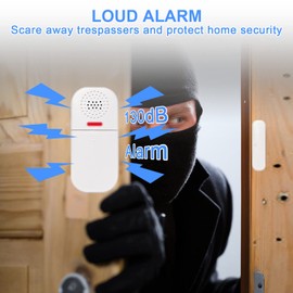 Cuteefun Door Alarm Sensor, 2 Remote Controls, 130 dB Super Loud Sound Alarm, Adjustable Volume, 5 Feature Modes Alarm, Magnetic Security Sensor, Entry Burglar Alert for Home, Shop, Kids Safety