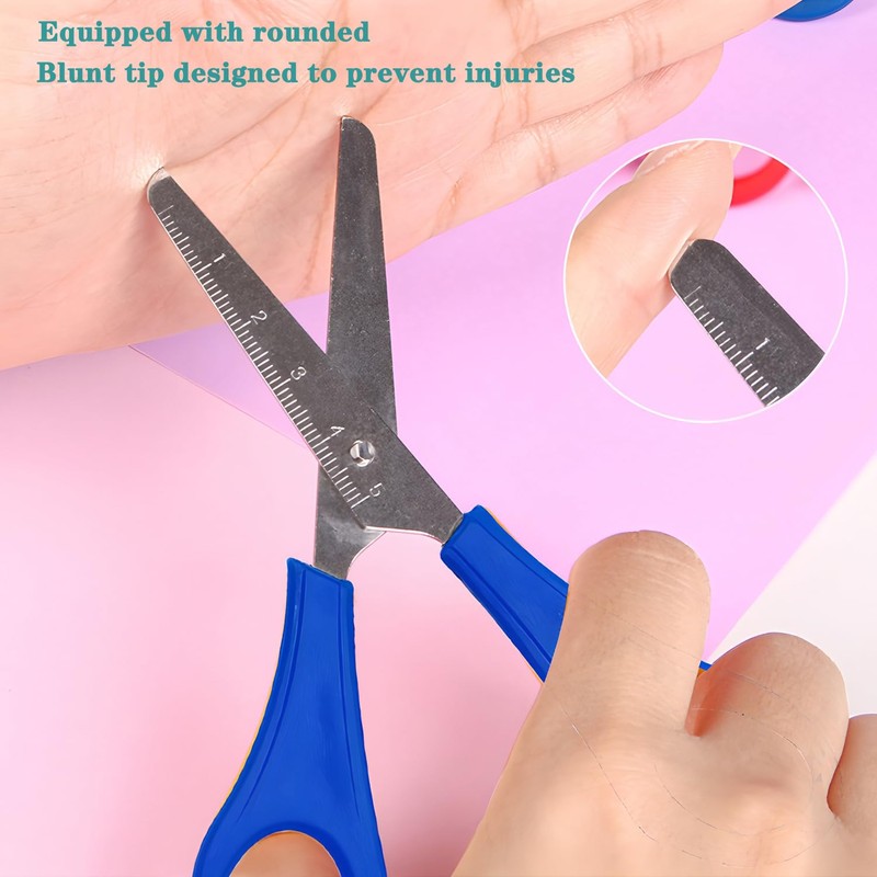 2 Pcs Kids Scissors, Children Blunt tip Safety Scissors for