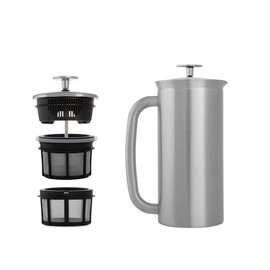 ESPRO - P7 French Press - Double Walled Stainless Steel Insulated Coffee and Tea Maker with Micro-Filter - Keep Drinks Hotter for Longer, Perfect for Home (Brushed Stainless Steel, 18 Oz)