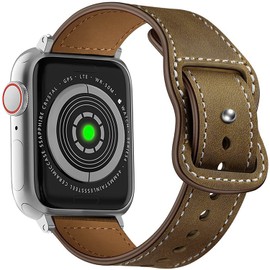 Hepsun Compatible con Correas de Reloj de Apple 45 mm 44 mm 42 mm Bandas de Cuero Genuino Crazy Horse Sport Pulseras retro para iWatch SE Band Series 7 6 5 4 3 2 1 Hombre Mujer Correa(Coffee,45/44/42mm)