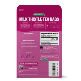 FGO Organic Milk Thistle Tea, 100 Count, Eco-Conscious Herbal Tea Bags, Resealable Bag, Caffeine Free, Packaging May Vary (Pack of 1)