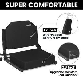 Stadium Seats for Bleachers, Bleacher Seats with Ultra Padded Comfy Foam Backs and Cushion, Wide Portable Stadium Chairs with Back Support and Shoulder Strap