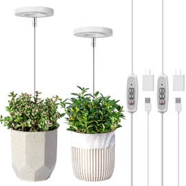 LORDEM Grow Light, Full Spectrum LED Plant Light for Indoor Plants, Height Adjustable Growing Lamp with Auto On/Off Timer 4/8/12H, 4 Dimmable Brightness, Ideal for Small Plants, 2 Packs