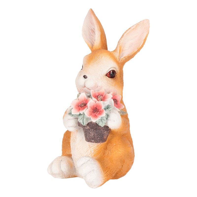 Solar Rabbit Statue Cute Handpainted Resin Bunny Statue Decor Rabbit