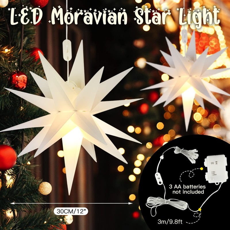 Kingdder 8 Pieces Moravian Star Light LED 3D Star Hanging