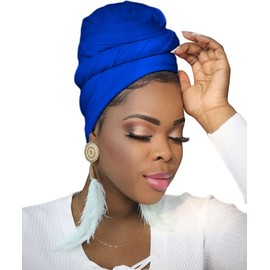 Ftoronaly Turban Head Wraps for Black Women Hair Wraps Stretch Soft Jersey Hijab Scarf Headwraps Headband Royal Blue