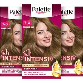 Palette Intensive Cream Colouration 7-0/500 Dark Blonde (3 x 115 ml), Permanent Hair Colour for Brilliant, Long-Lasting Colour Brilliance & 100% Grey Coverage