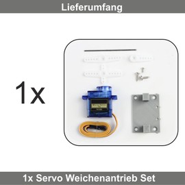 Overdrive-Racing 1-20 x Servo Weichenantrieb - Spur H0, TT, N, Z - Servoantrieb Unterflur - SG90, Set:Weichenantrieb Komplett, Menge:1x