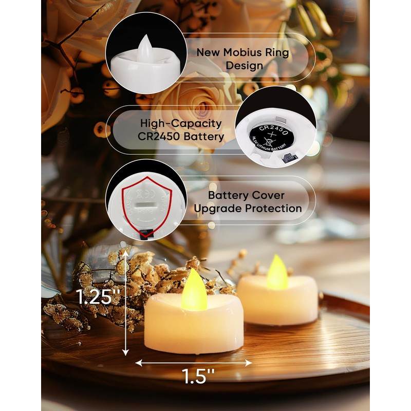 merrynights Remote Candles, 12PCS Flameless Tea Lights Candle Battery Operated