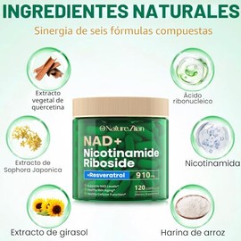 NAD+ Resveratrol 910mg Suplemento para mujeres y hombres - 120 cápsulas (120 unidades (paquete de 1))