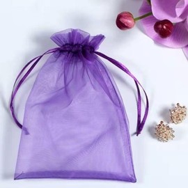 Pack of 100 Organza Bags, Organza Bags, 9 x 12 cm, Gift Pouches, Organza Jewellery Pouches, Wedding Pouches, Lavender Sacks, Wedding Favours, Festival Party (Deep Purple)
