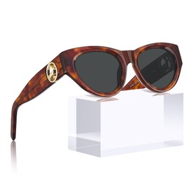 CARFIA Stylish Women's Cat-Eye Polarised Sunglasses Elegant Style for Ladies with Distinctive Antelope Logo in Italian Acetate Frame