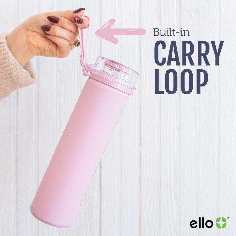 Ello Syndicate 20oz Reusable Glass Water Bottle with One-Touch Leak