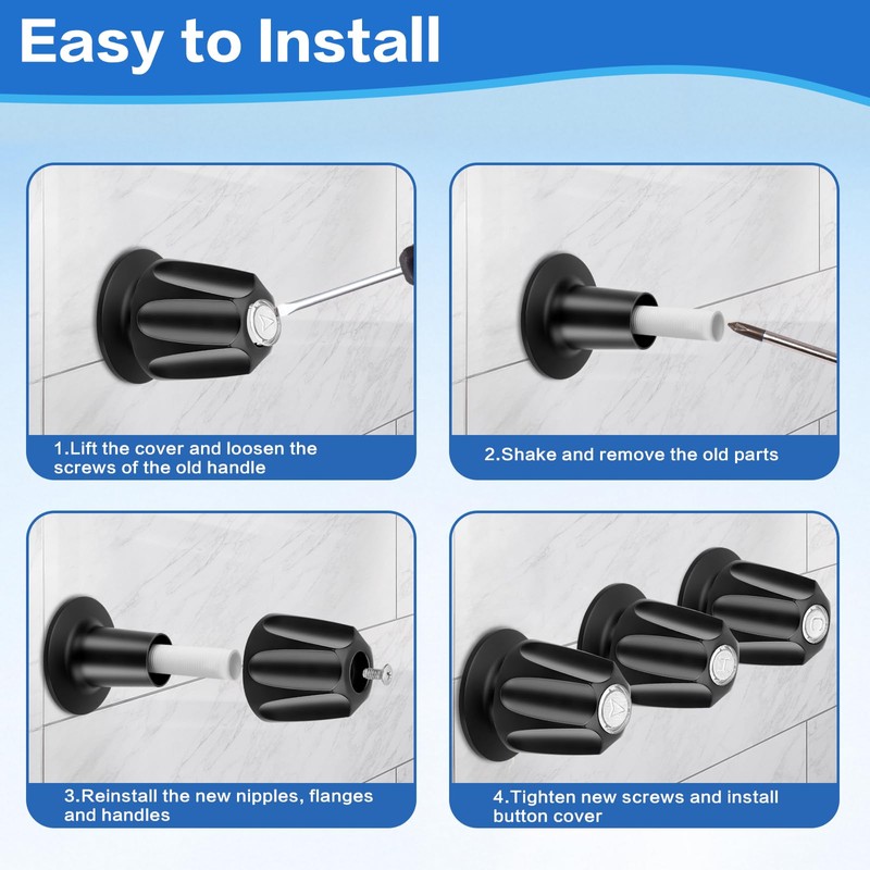 Ddeetodu 3 Pcs Shower Knob Replacement, Shower Knobs 3 Piece