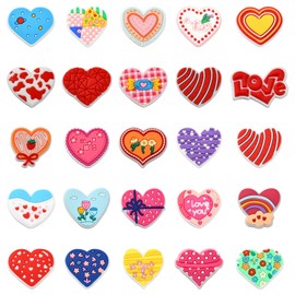 UR URLIFEHALL 50 Pcs 25 Styles PVC Plastic Cabochons Heart Shaped Flat Back Embellishments for Crafts Scrapbooking Hairclips Party Home Decor