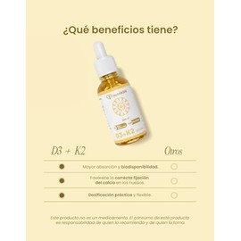 nutriADN Vitamina D3 + K2 en Gotas | Suplemento Alimenticio con Aceite de Oliva | 30 ml | 900 Porciones | 400 UI por Gota