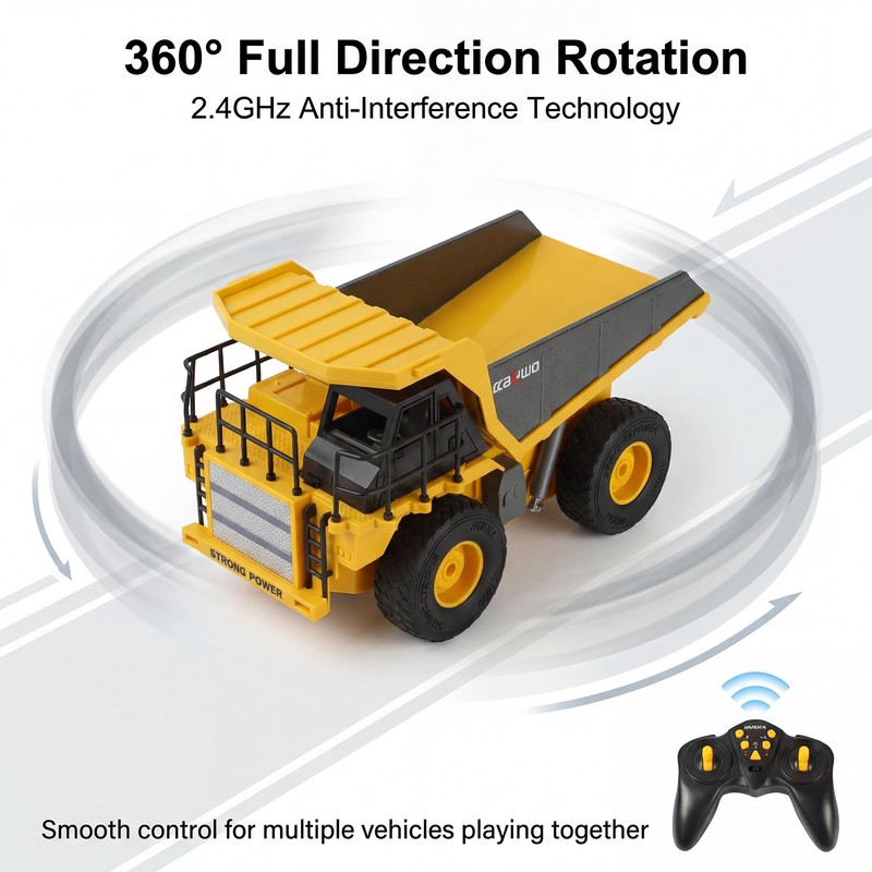 Remote Control Dump Truck for Kids Adults with 4 Battiries