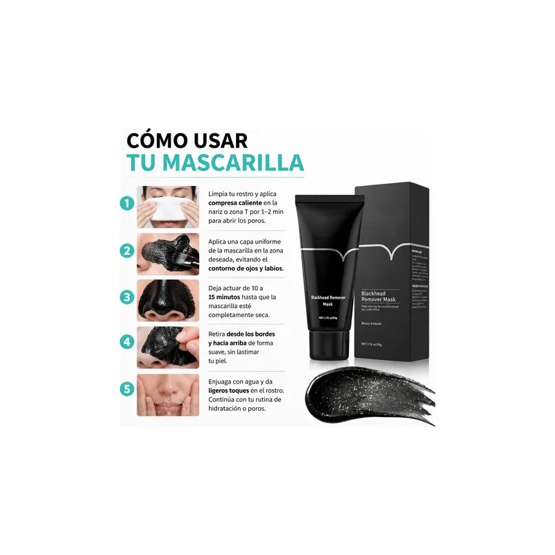 Mascarilla Facial 50g Carbón Activado Elimina Puntos Negros