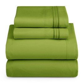 Hearth & Harbor Full XL Size Sheets - 4 Piece Bed Sheet Set, Hotel Luxury Double Brushed Bed Sheets - Extra Soft Bedding Sheets & Pillowcases, Full XL, Calla Green