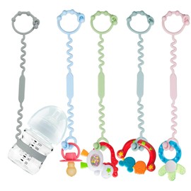 Correas de juguete para bebé, paquete de 5 correas de juguete de silicona para cochecito, correas de seguridad para juguetes, correas para tazas con asas, soporte de juguete ajustable para cochecito