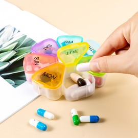 7 Day Pill Case for Medication, Vitamins, Fish Oils, Supplements, Travel Pill Box (Glitter Clear)