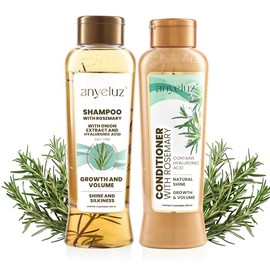 ANYELUZ Set De Champú Y Acondicionador De Romero - Con Ácido Hialurónico Y Extractos Naturales, Fortalece E Hidrata El Cabello Para Un Brillo Y