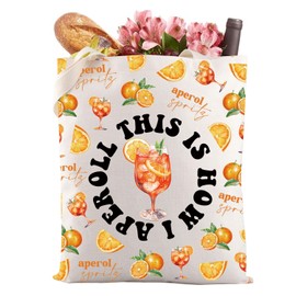 Gzrlyf Aperol Spritz Gift Aperol Spritz Bridesmaid Tote Bag Italian Bachelorette Cocktail Summer Beach Bag (THIS IS HOW I APEROLL)