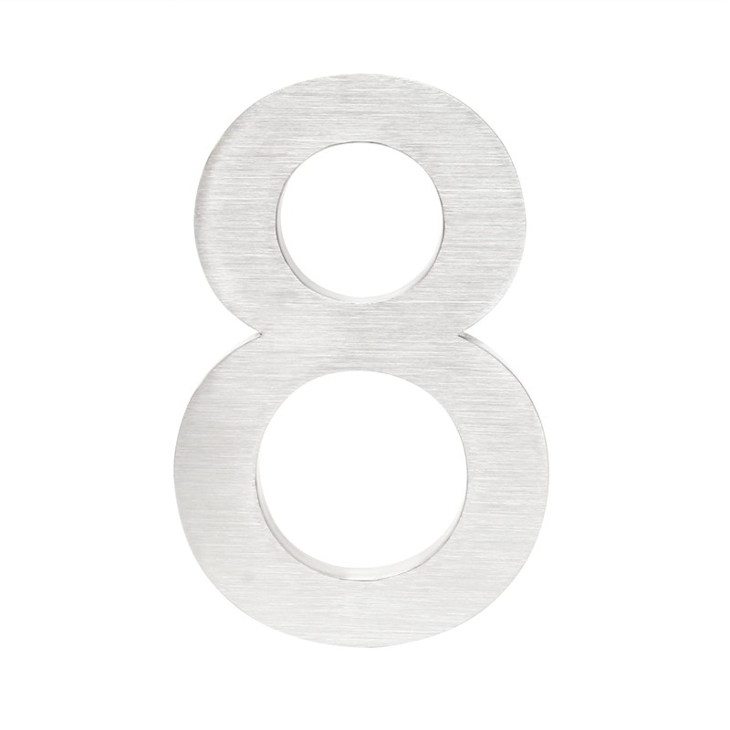 Wiltec House Number 8 Silver Stainless Steel House Number in